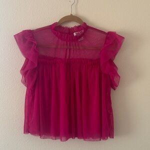 Rachel Zoe Fuchsia Sheer Blouse
